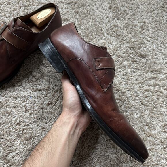 Magnanni Marco II Single Monk Strap Brown Leather Dress Shoes Men\'s Size 13 M main image 7